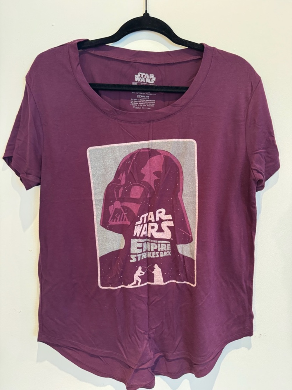 Star Wars The Empire Strikes Back Purple Vintage Style Graphic Tee, Size Large